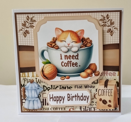 Kitten i need coffee card front 1 by Jackie Odonnell