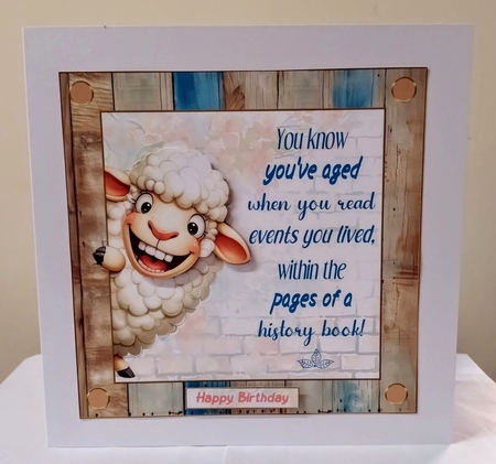 Fun sheep 7x7ins decoupage topper by Jackie Odonnell