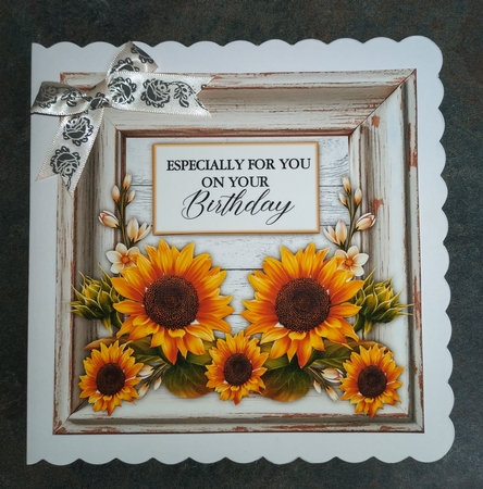 Sunflowers In A Frame Birthday 7 x 7 Card by Jackie Odonnell