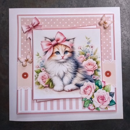 Pretty Kitten Card & Toppers Set by Jackie Odonnell