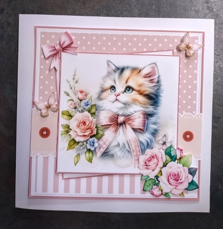 Pretty Kitten Card & Toppers Set by Jackie Odonnell