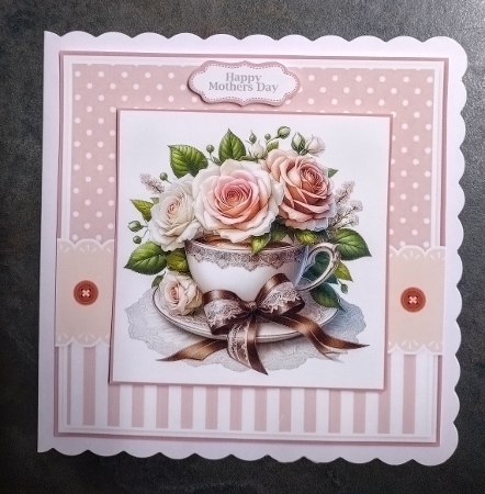 Roses And Coffee Cups Card & Toppers Set by Jackie Odonnell