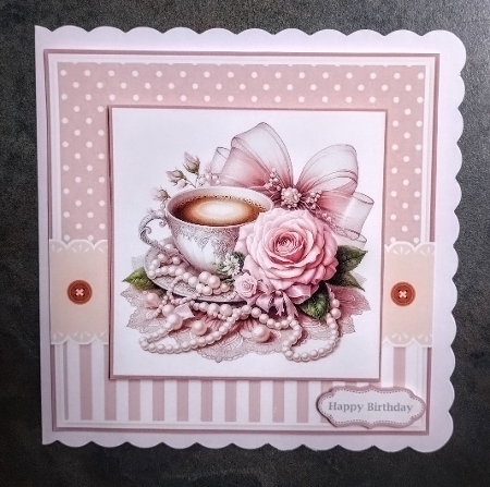 Roses And Coffee Cups Card & Toppers Set by Jackie Odonnell