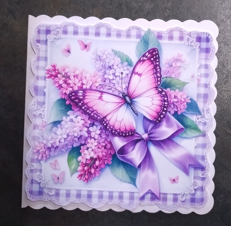 floral  butterfly on lace lilac1 by Jackie Odonnell