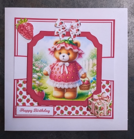 STRAWBERRY BEAR - birthday, mothers day, get well by Jackie Odonnell