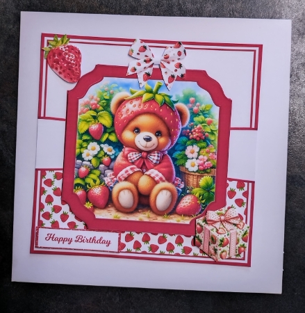 STRAWBERRY BEAR - birthday, mothers day, get well by Jackie Odonnell