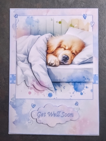 Bedhead Pups, Get Well Soon A5 Topper and Decoupage by Jackie Odonnell