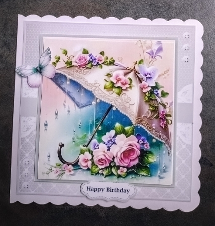 Umbrella, Flowers And Butterflies 2 by Jackie Odonnell