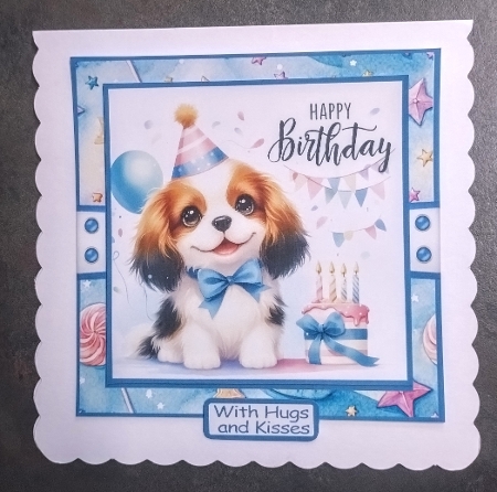 Happy Birthday Puppies Card Front With Matching Gift Tag 6x6 by Jackie Odonnell
