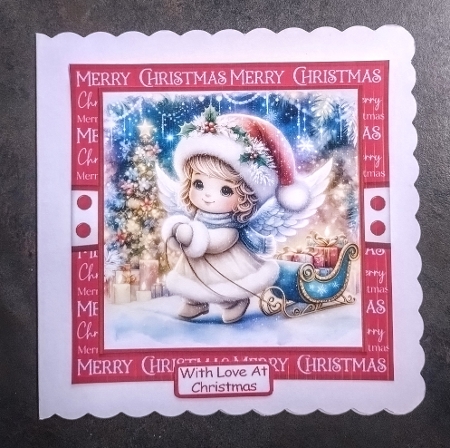Christmas Angels 3 Card Front With Matching Gift Tag 6x6 by Jackie Odonnell