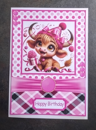 Pretty in Pink Birthday Card Front 5x7 by Jackie Odonnell