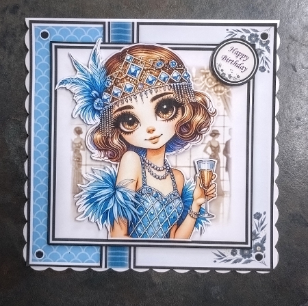 Art Deco Champagne Birthday Blue Mini Kit by Jackie Odonnell