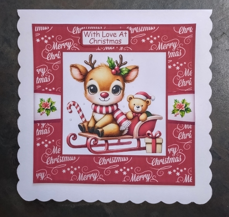 Christmas Baby Reindeers 1 Card Front 6x6 by Jackie Odonnell
