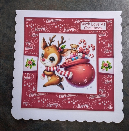 Christmas Baby Reindeers 1 Card Front 6x6 by Jackie Odonnell