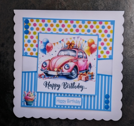 Birthday Cars Card Front 6x6 by Jackie Odonnell