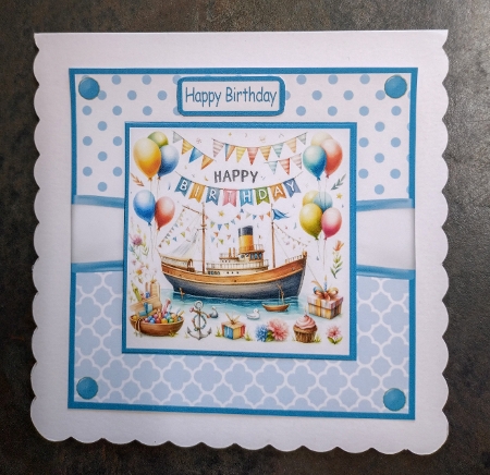 Birthday Boats Card Front 6x6 by Jackie Odonnell