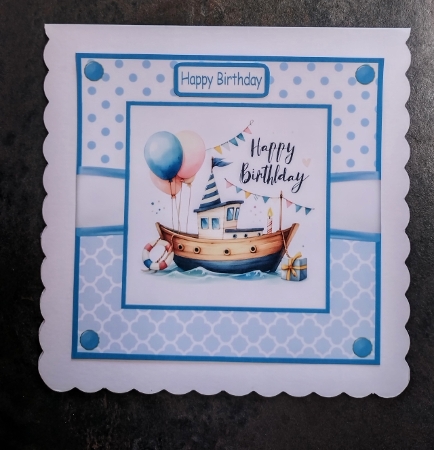 Birthday Boats Card Front 6x6 by Jackie Odonnell