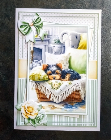 Cozy Yorkie Mini Kit - Set Of 3 Card Fronts by Jackie Odonnell