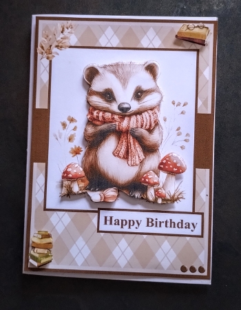 Male greeting card with a badger for a birthday and other occasions by Jackie Odonnell