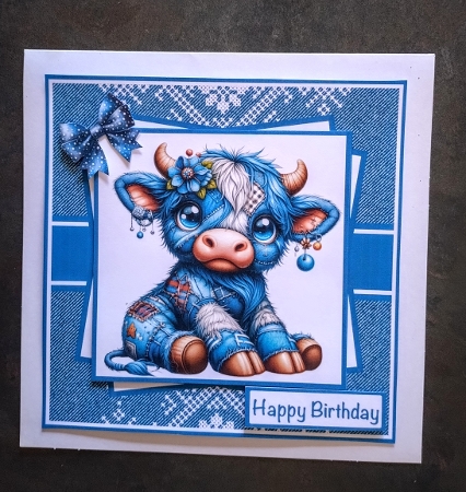 Denim Highland Cow Mini Kit 7x7 by Jackie Odonnell