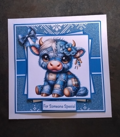 Denim Highland Cow Mini Kit 7x7 by Jackie Odonnell