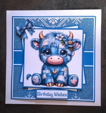 Denim Highland Cow Mini Kit 7x7 by Jackie Odonnell