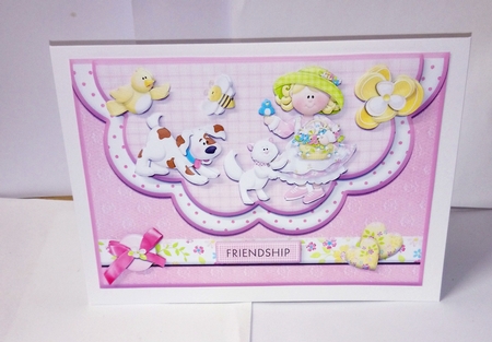 Double Scallop Envelope Card Front Garden Girl & Friends by Jackie Odonnell