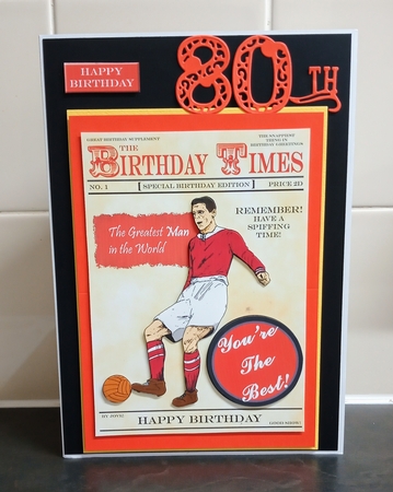 Retro Footballer (man's Birthday) - A5 by Jackie Odonnell
