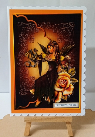 Autumn Flower Fairy and Dragon Faux Envelope Card by Jackie Odonnell