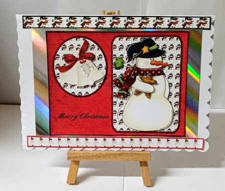 Merry Christmas Snowman Card Front by Jackie Odonnell