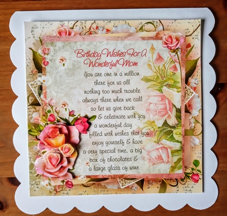 Pink Rose Mom Birthday Verse 8x8inch Step by Step by Jackie Odonnell