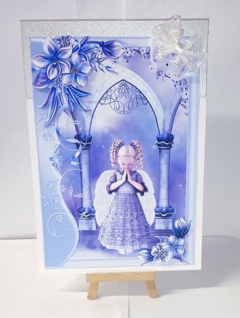 Little Praying Angel - Blue Monochrome by Jackie Odonnell
