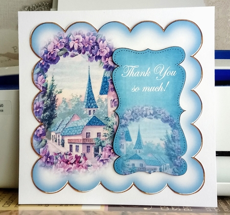 Teal Lavender View Thank You 8in Scallop Topper by Jackie Odonnell