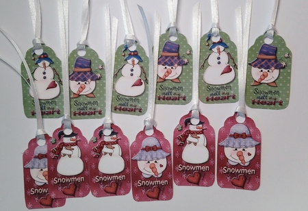 12 Snowmen Melt My Heart Christmas Gift Tags by Jackie Odonnell