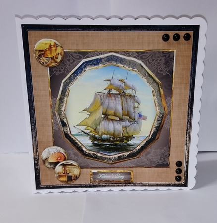 Sailing Ship 8x8 Card with Topper and Pyramid Layers by Jackie Odonnell