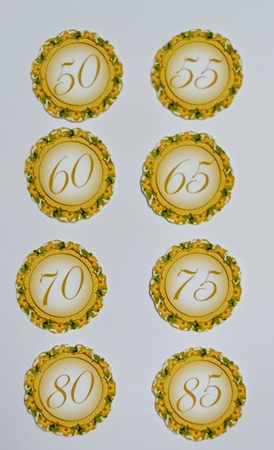 Gold Fmk Dotty Doily Numbers 50 to 85 Topper Sheet by Jackie Odonnell