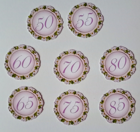 Lilac Fmk Dotty Doily Numbers 50 to 85 Topper Sheet by Jackie Odonnell
