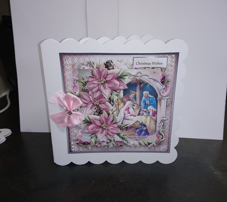 Nativity and Poinsettias 7x7 Card and Decoupage by Jackie Odonnell