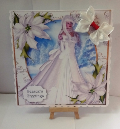 White Poinsettia Winter Beauty 8x8 Quick Topper by Jackie Odonnell