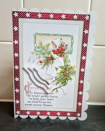 Vintage Christmas Girl with Flowers Splendid Pyramid by Jackie Odonnell