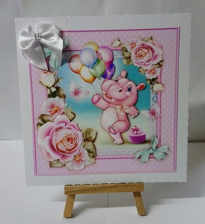 Cute Hippo with Balloons Card Mini Kit by Jackie Odonnell