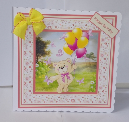 Up Up and Away Teddy 7.5 X7.5 Card by Jackie Odonnell