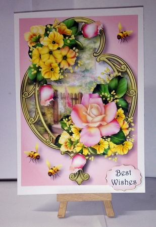 Pink & Yellow Summer on Golden Frame by Jackie Odonnell