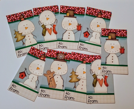 Mr. Snow Gift Tags Sheet by Jackie Odonnell