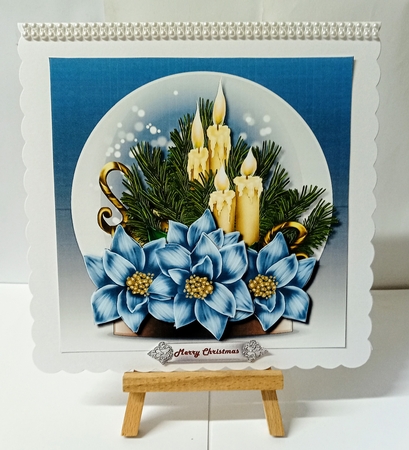 Snowglobe  Bleu Poinsettias by Jackie Odonnell