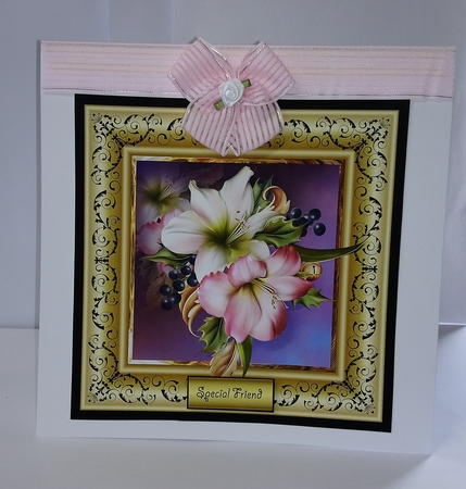 Amaryllis 7x7 card with decoupage by Jackie Odonnell
