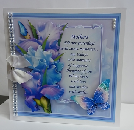 BLUSH OF IRIS & MOTHER VERSE BLUE 7.8 Decoupage & Insert Mini Kit by Jackie Odonnell