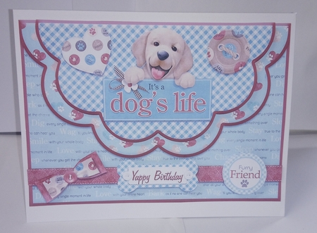 Its a Dogs Life Double Scallop Card front Yappy Birthday by Jackie Odonnell