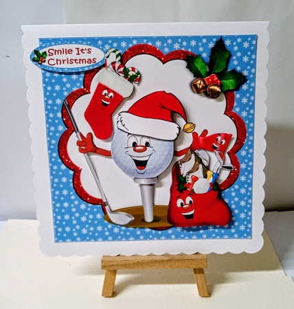 8X8 laughing because its Christmas golf mini kit by Jackie Odonnell
