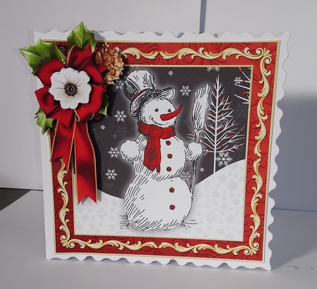 BLACK & WHITE SNOWMAN 7.7 Decoupage & Insert Mini Kit by Jackie Odonnell
